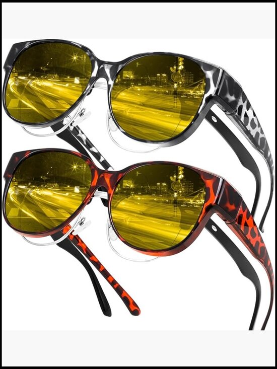 Polarized Fit Over Glasses Night Driving Sunglasses with Yellow Lenses main image 6